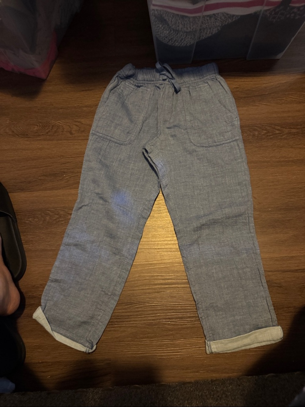 Car & Jack New Light Blue Girl Casual Drawstring Linen Pant-Small 6/7
